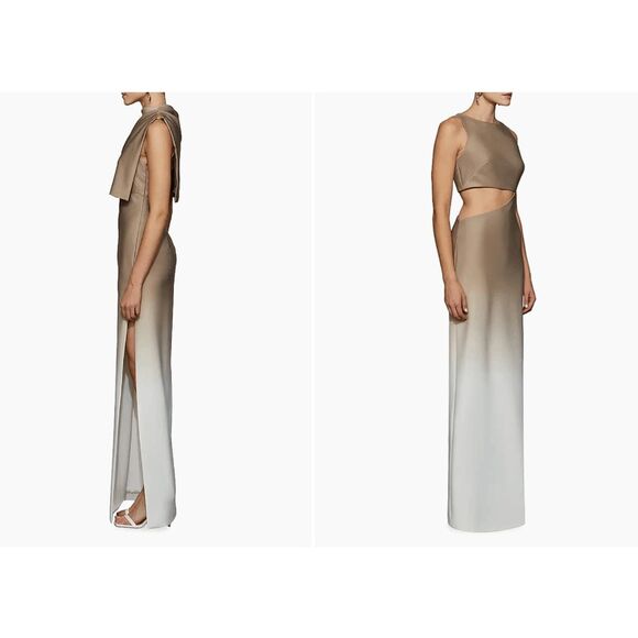 Et Ochs Helens Ombré One-Shoulder Dress In Taupe Ivory US 4 $498 - Picture 4 of 11